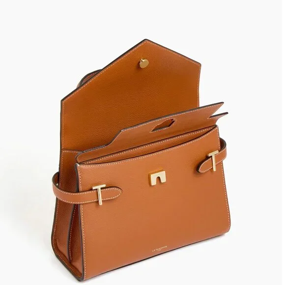 Le Tanneur Emilie Medium Double Flap Bag in Tan Brown - Picture 2 of 5